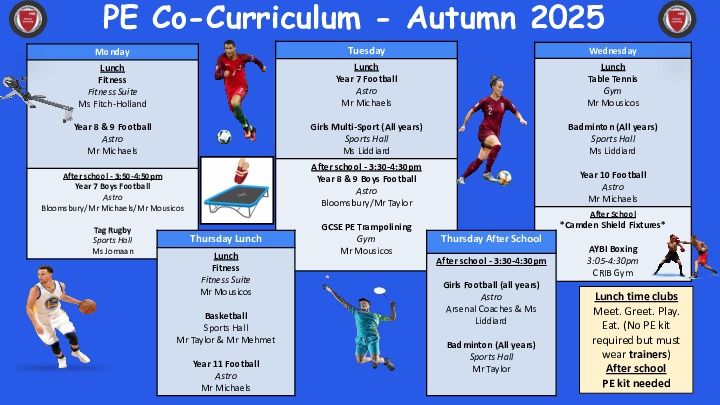 PE Co Curriculum Autumn 25