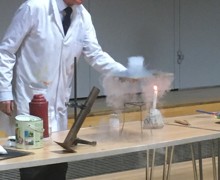 Dr szydlo performs his chemistry show for year 9 students at haverstock school camden london 31 oct 2019