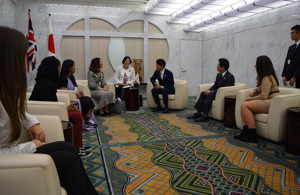 Sixth form students from haverstock sixth form camden london meeting the prefect of kategura on trip to japan october 2019