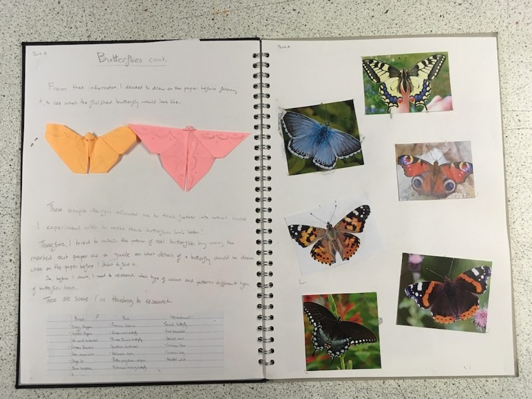 Haverstock School, Bronze Arts Award, Mirain Brown origami butterflies 1